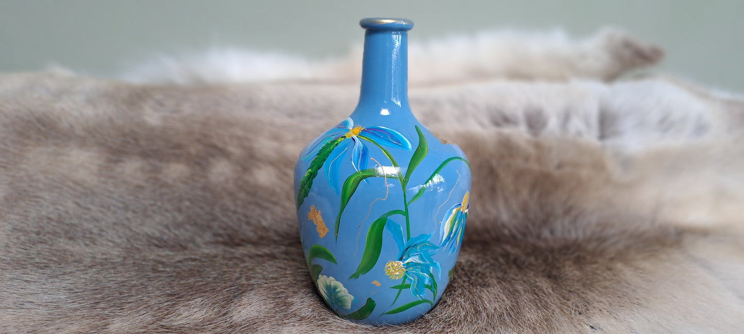 Blauwe flesvaas "Blue Breeze"