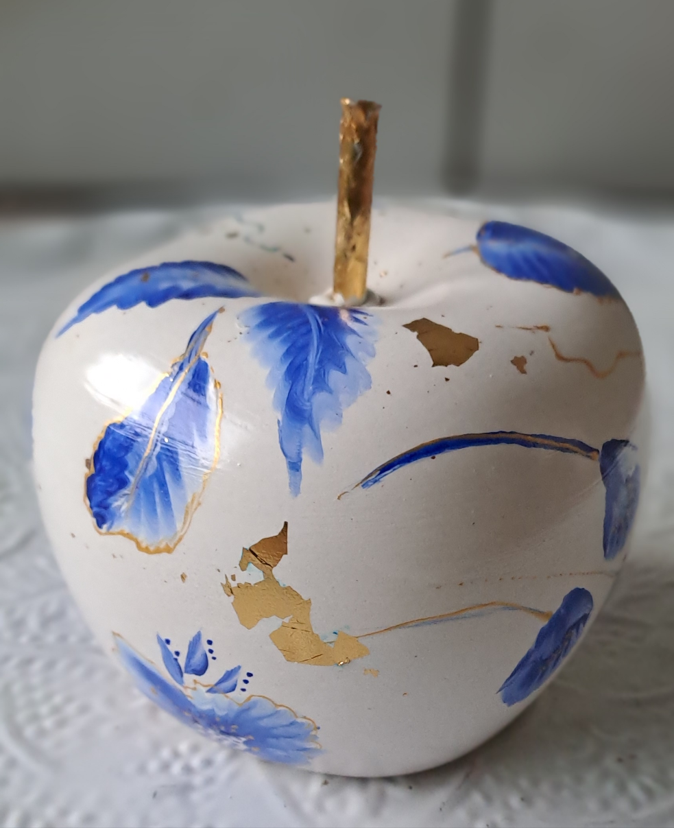 Decoratie appel keramiek wit