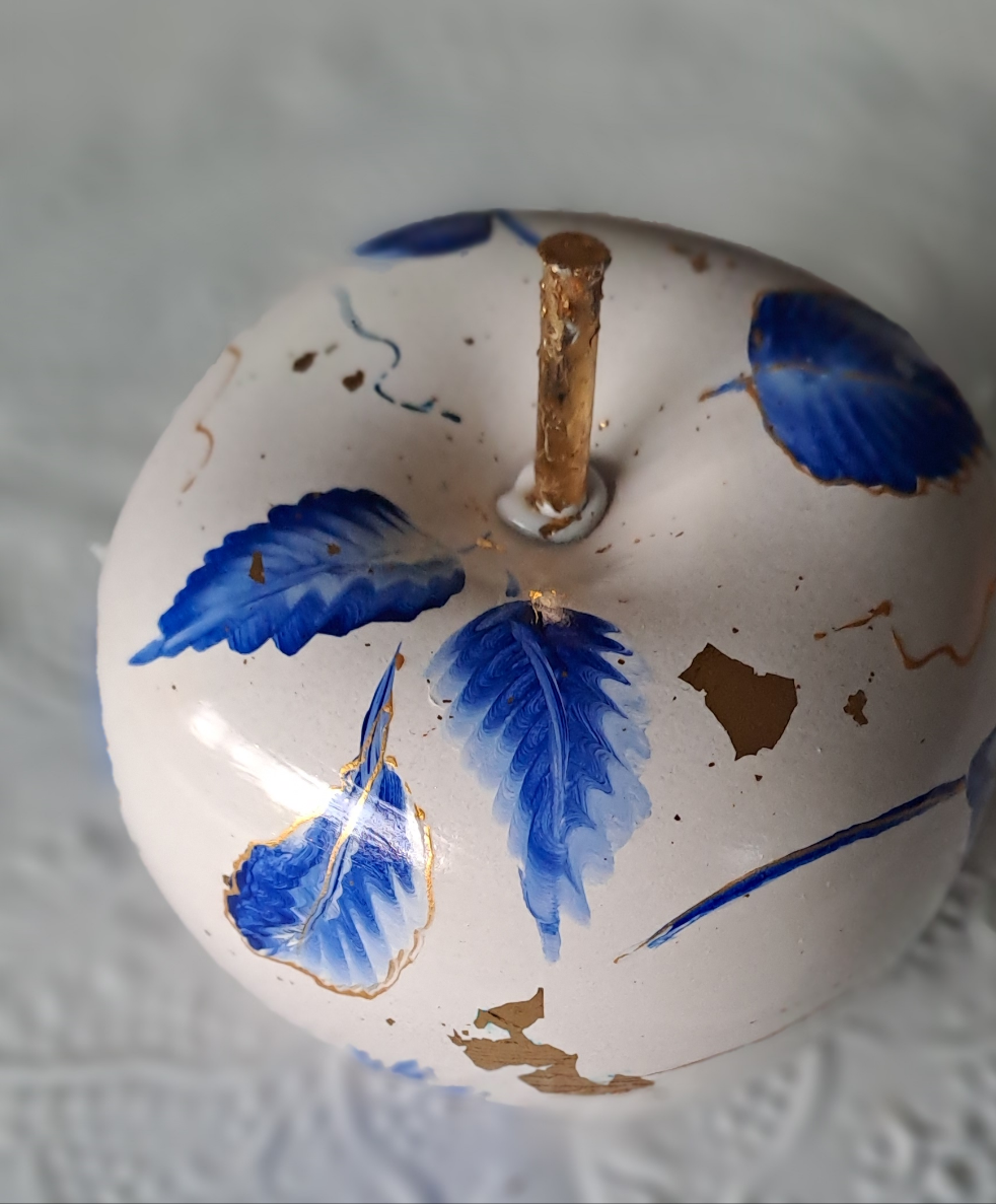 Decoratie appel keramiek wit