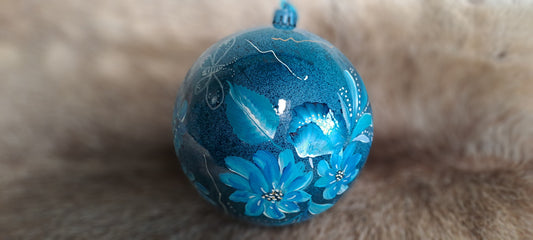 Handbeschilderde Kerstbal Blauw
