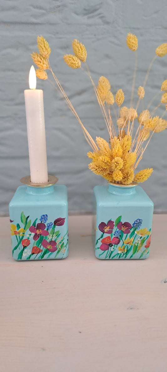 Kandelaartjes/vaasjes " Blue Floralis"