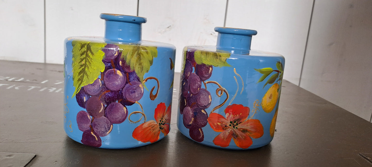 Vaasjes/ kandelaars "tuttifrutti"