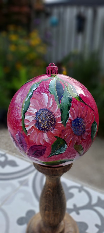 Kerst/ decoratiebal ""Pink"