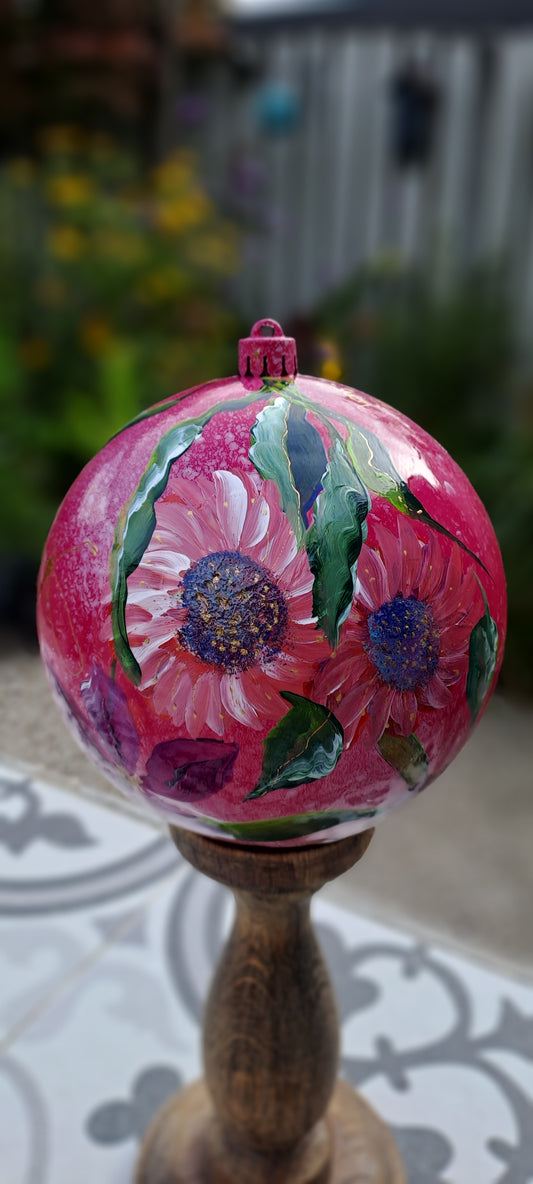 Kerst/ decoratiebal ""Pink"