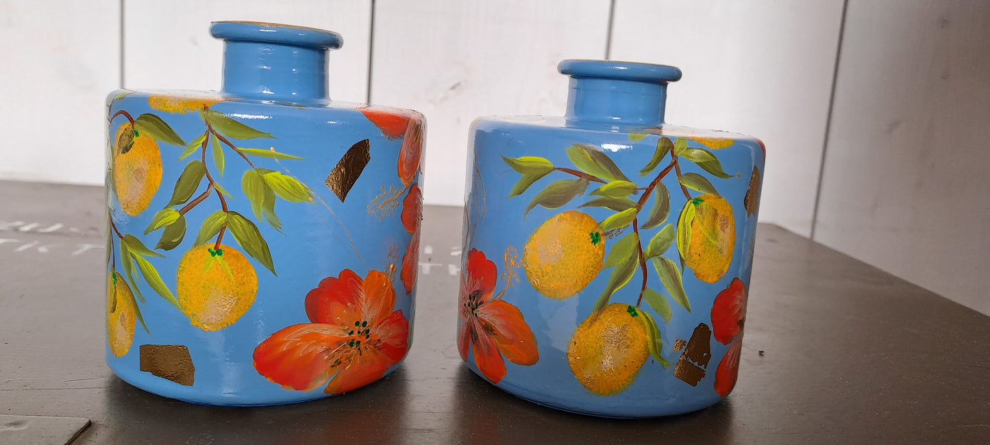 Vaasjes/ kandelaars "tuttifrutti"