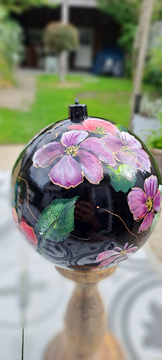 Kerst/ decoratiebal " Night flower"