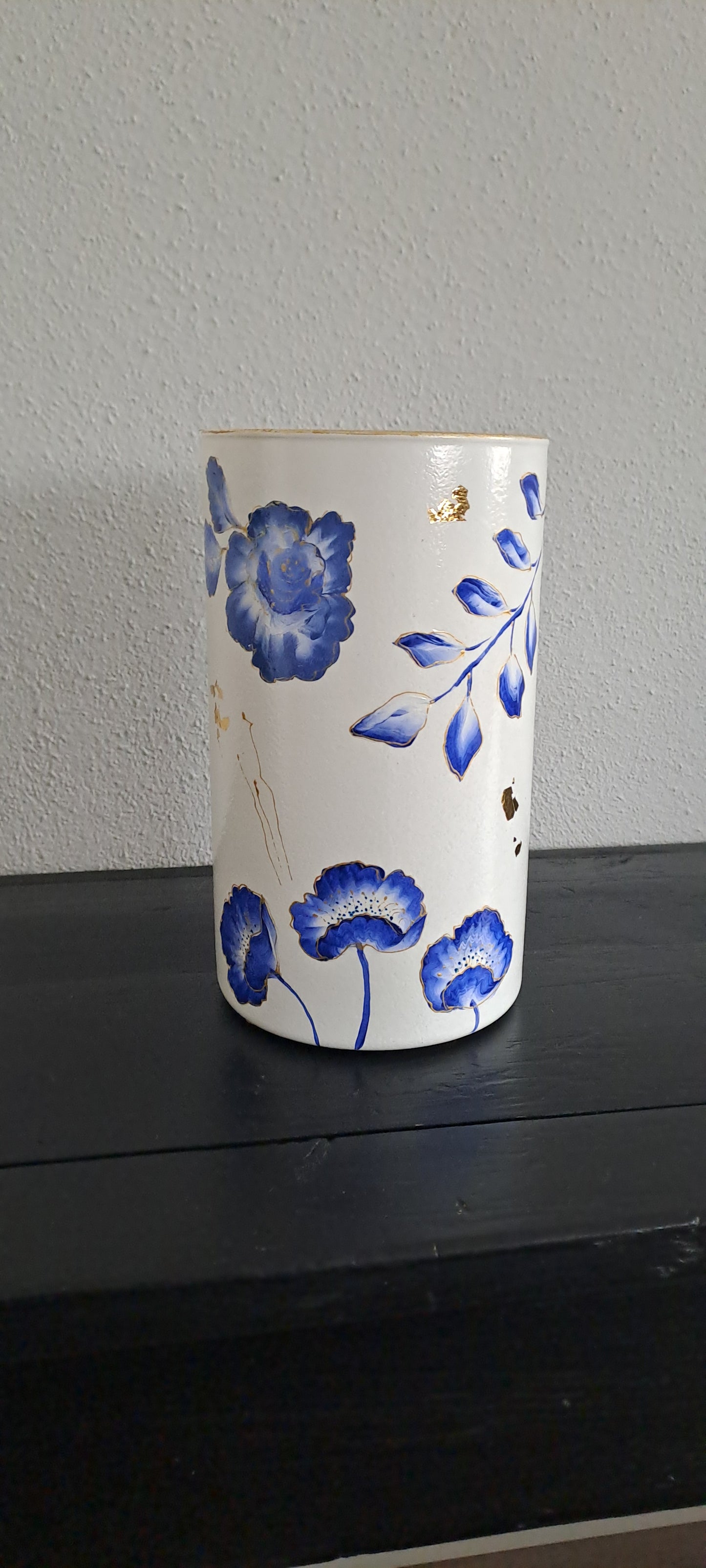 Handbeschilderde vaas # Fiore blu"