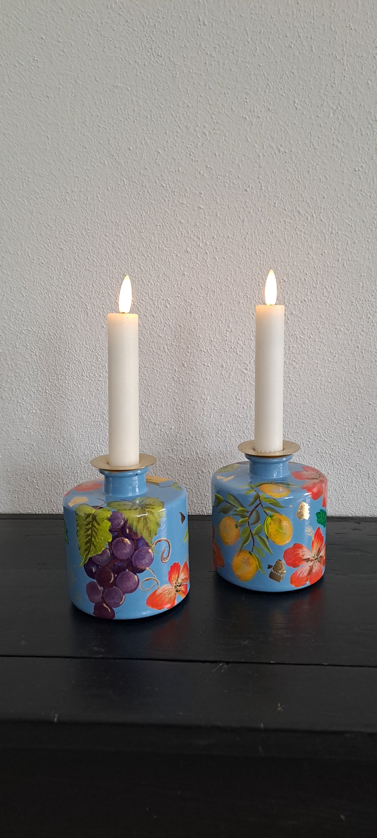 Vaasjes/ kandelaars "tuttifrutti"