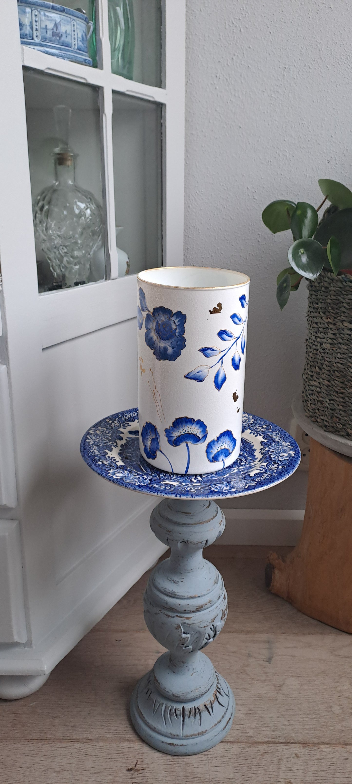Handbeschilderde vaas # Fiore blu"