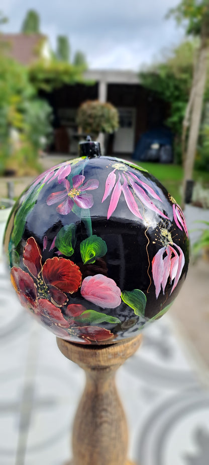 Kerst/ decoratiebal " Night flower"
