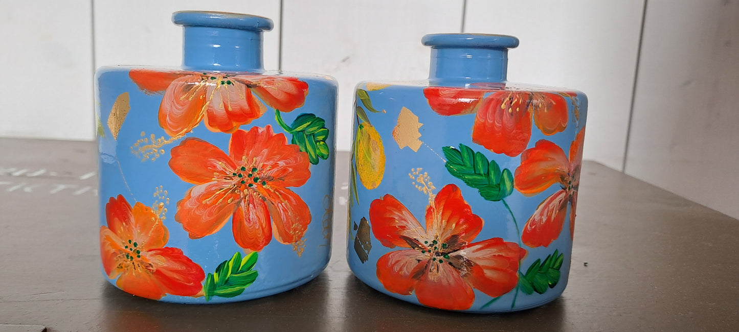 Vaasjes/ kandelaars "tuttifrutti"
